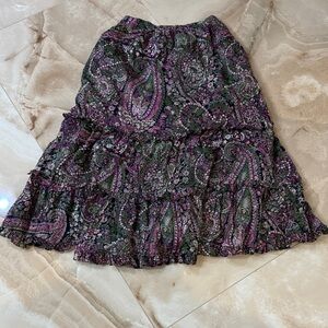 Floral Paisley Skirt in Purple and Green 100 percent cotton